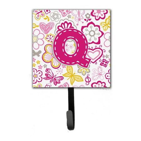Jensendistributionservices Letter Q Flowers And Butterflies Pink Leash & Key Holder MI1656798
